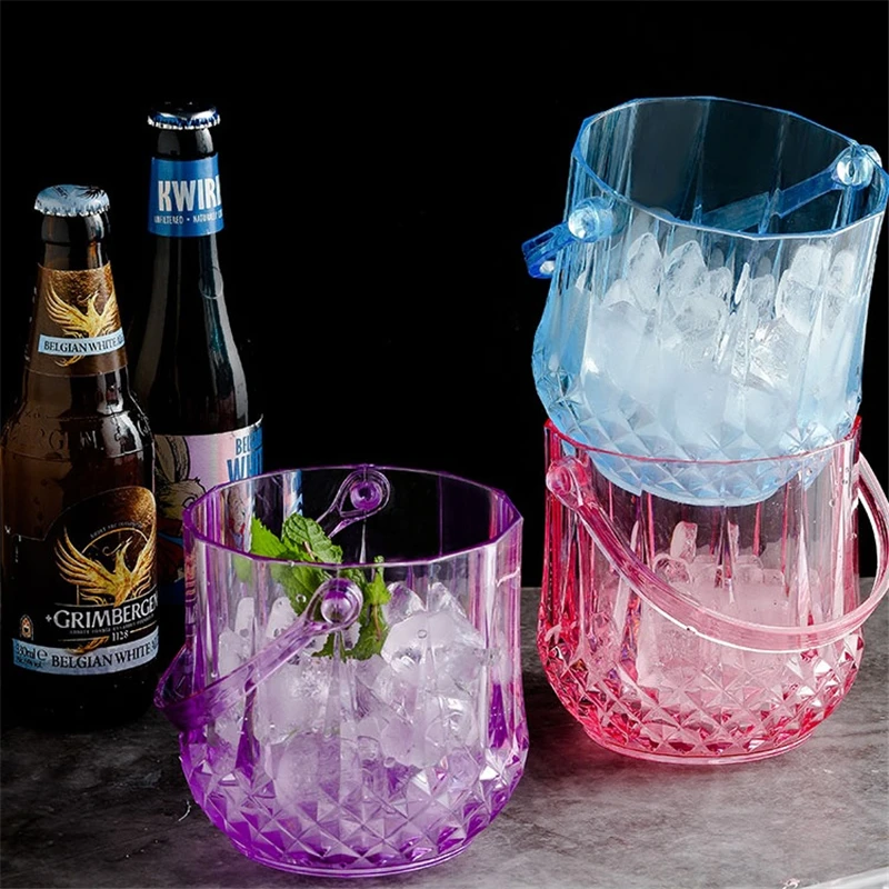 

1.2L Arcylic Ice Bucket Wine Champagne Gorgeous Diamond Ice Bucket With Ice Tong Bar Tool