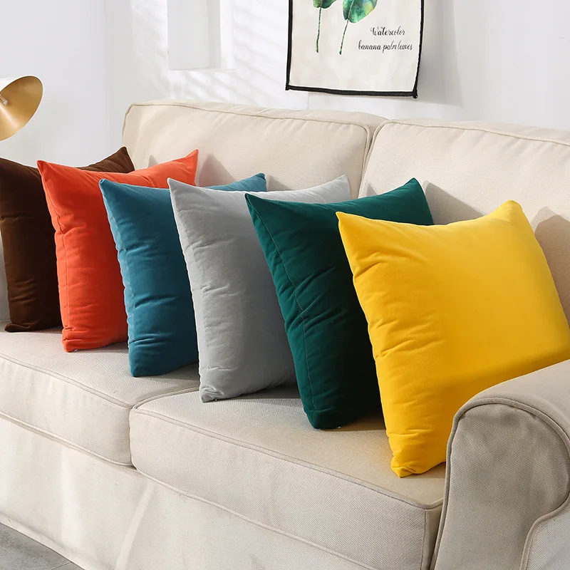 Super Soft Velvet Cushion Cover Candy Color Decorative Throw Pillow Case Luxury Sofa Seat Pillow Cover /40x40/45x45/50x50cm