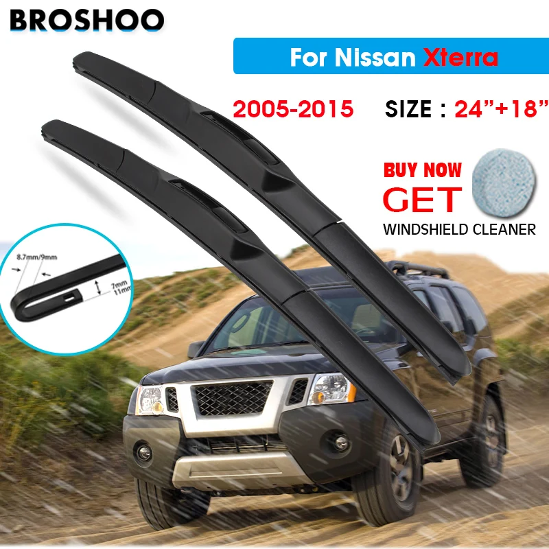 

Car Wiper Blade For Nissan Xterra 24"+18" 2005-2015 Windscreen Windshield Wipers Blades Window Wash Fit U Hook Arms