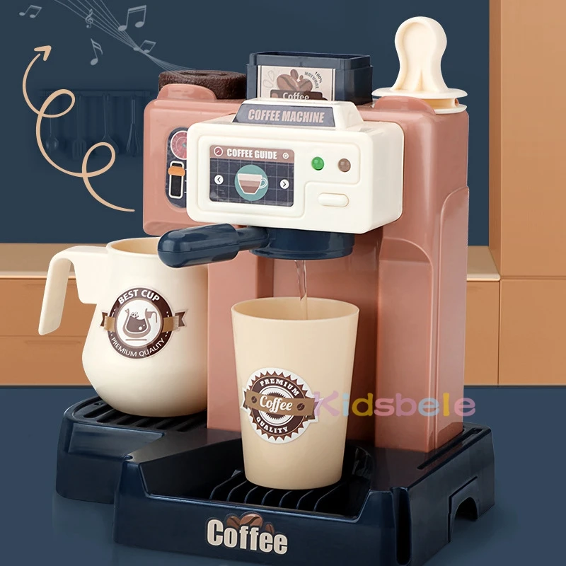 Coffee Machine Toy Set Kitchen Toys Simulation Food Bread Coffee Cake Pretend Play Shopping Cash Register Toys For Kids