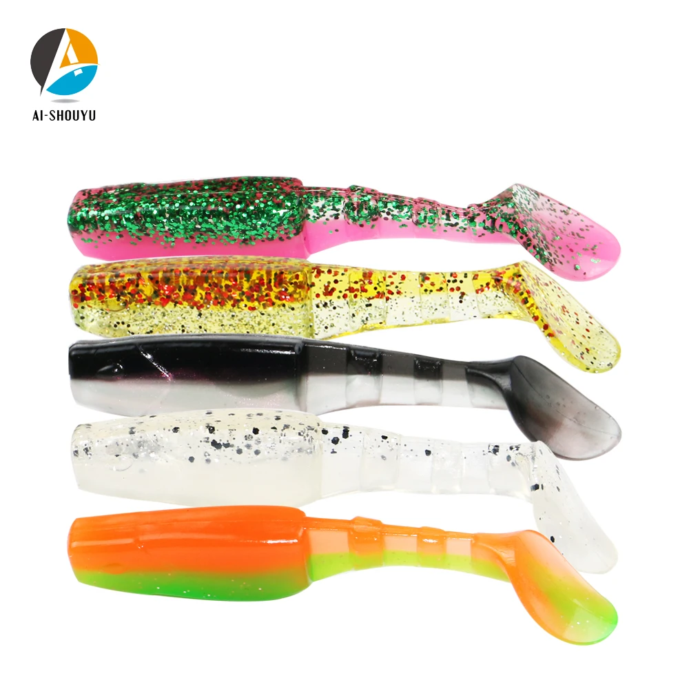 

AI-SHOUYU 2022 NEW Artificial Soft Lures 70mm 6g 85mm 10g Leurre Shad Silicone Bait Double Color T Tail PVC Wobbler Sea Fishing