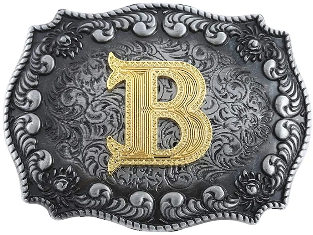 KDG Initial Belt Buckle Western Cowboy Handmade Metal Belt Buckle Small for Men Women