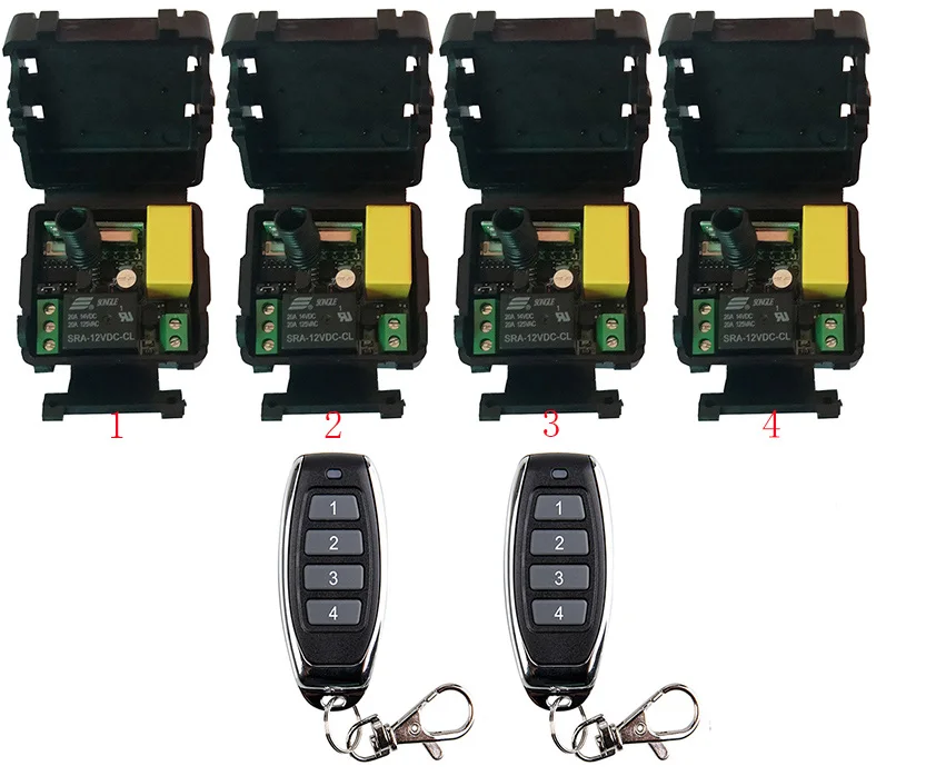 Mini Sem Fio RF Interruptor De Luz Controle Remoto, Saída Do Relé, Rádio Módulo Receptor, 1 2 3 4 Transmissor, Porta Da Garagem, AC 220 V, 10A