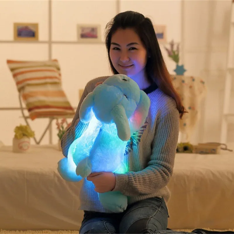 Vendita calda 50 CM classico cane luminoso LED luce peluche cuscino giocattoli per bambini peluche bambola regalo di Natale