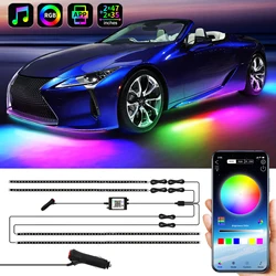 Tira de luces LED RGB para debajo del coche, luces de neón con Control por aplicación, 4 estilos, 12V, 90x120