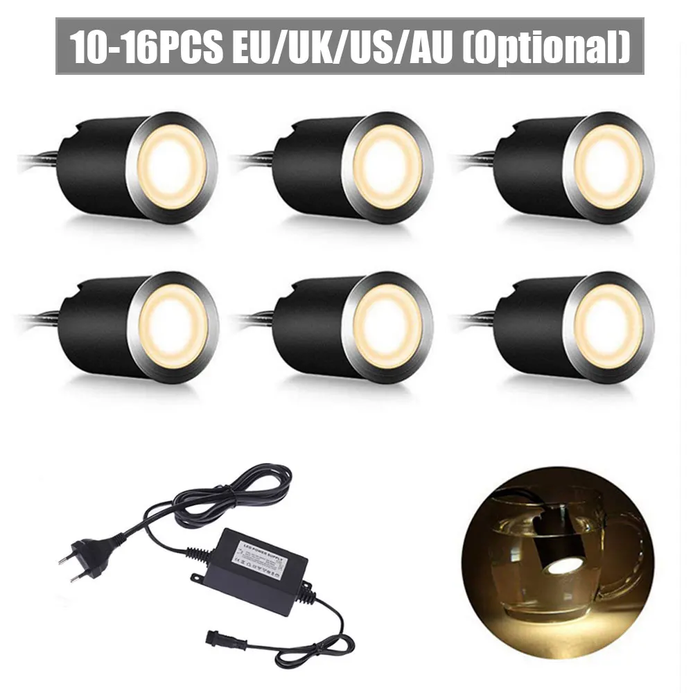 1-16Pcs 12V Led Dekverlichting IP67 Waterdicht Landschap Dek Verlichting Verzonken Ondergrondse Lamp Tuin Pathway Trappen decoratie - afbeelding 1