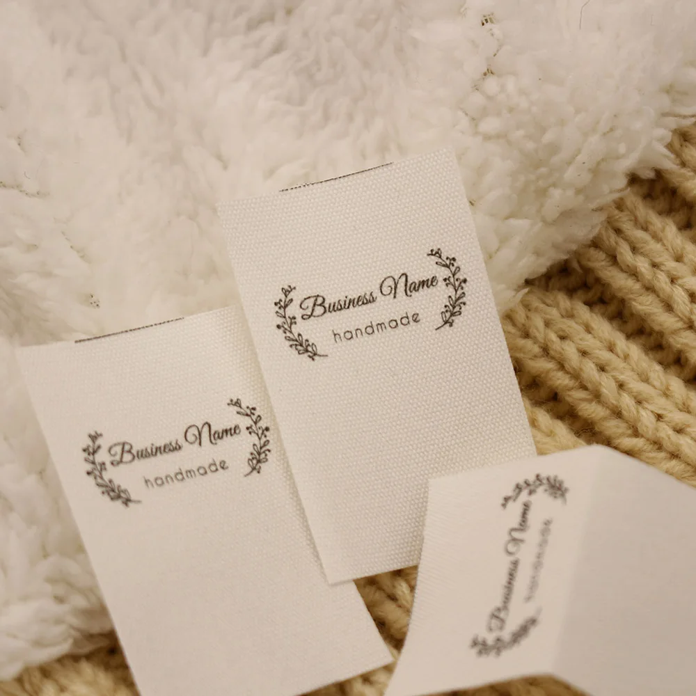 

Washable Custom Sewing Labels, Personalized Tags, White Fabric, Business Name,100% Cotton, 30mm x 50mm, MD5052