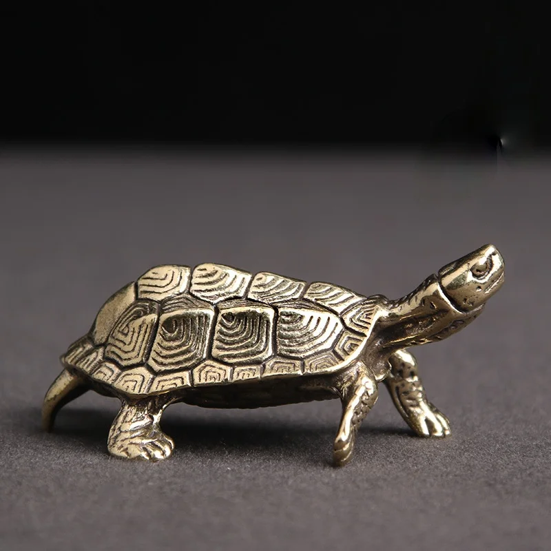 

Retro Brass Longevity Tortoise Desktop Ornaments Copper Animal Figurines Miniatures Home Office Fengshui Lucky Craft Decorations