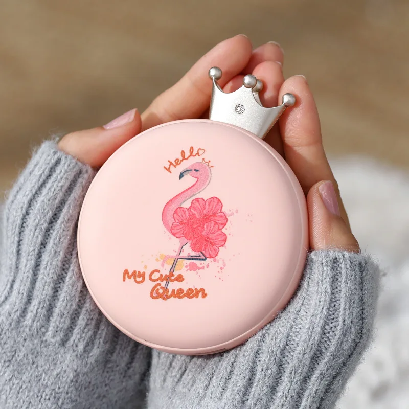 Flamingo hand warmer 6000mAh charging treasure USB charging mobile power winter hand warmer artifact with makeup mirror