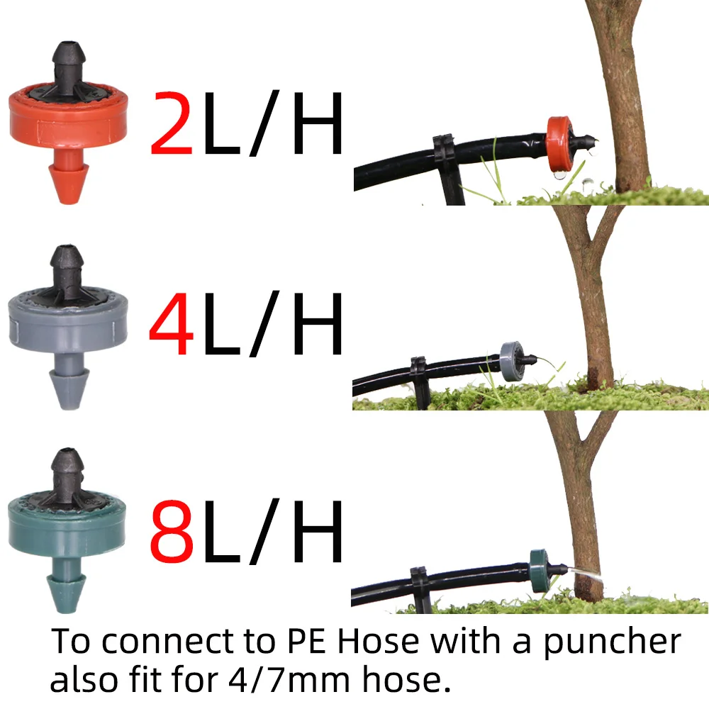 20PCS 2L 4L 8L Pressure Compensating Emitter Dripper Self-cleaning Drip Irrigation Water Regulator 4/7 Pipe Hose Puncher