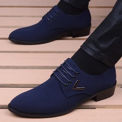 2020 New Fashion denim Mens Dress Shoes Oxford For Men Zapatos Hombre Male Italy Fabric Lace-up Sapato Social Mens Formal