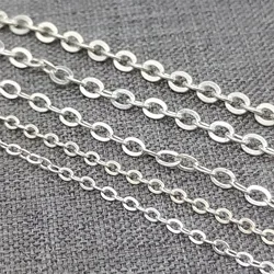925 Sterling Silver Unfinished Hammered Cable Chain 1mm 1.5mm 2.1mm 2.36mm 2.5mm