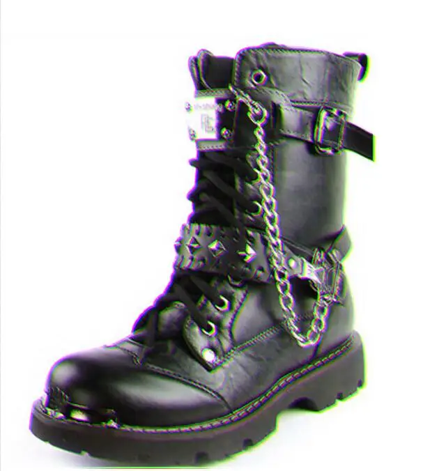 Rock punk bar stage show rivet boots chain shoes accessories men and women cool winter shoes jewelry