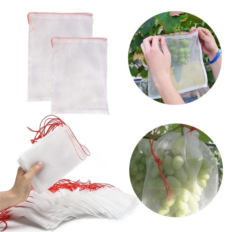 50 Uds bolsas de red bolsas de cubierta de barrera de frutas de jardín para uva higo flor semilla protección vegetal contra insectos mosquitos