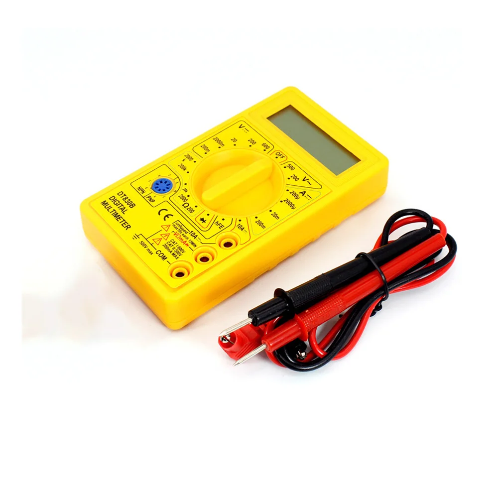 DT-830B AC DC LCD Ohmmeter Digital Multimeter, Ammeter, Ohm Meter, Voltmeter, 750V 1000V Tester With Multimeter Test Leads