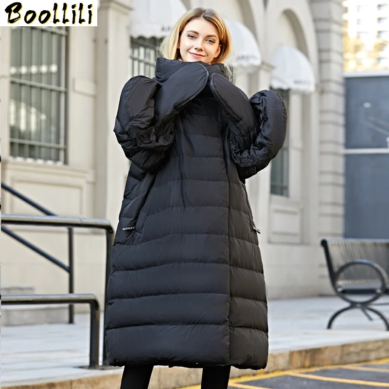 

Oversize Winter Boollili Down Jacket Women with Gloves Long Korean Duck Down Coat Winter Puffy Jacket 2023 Casacas De Mujer