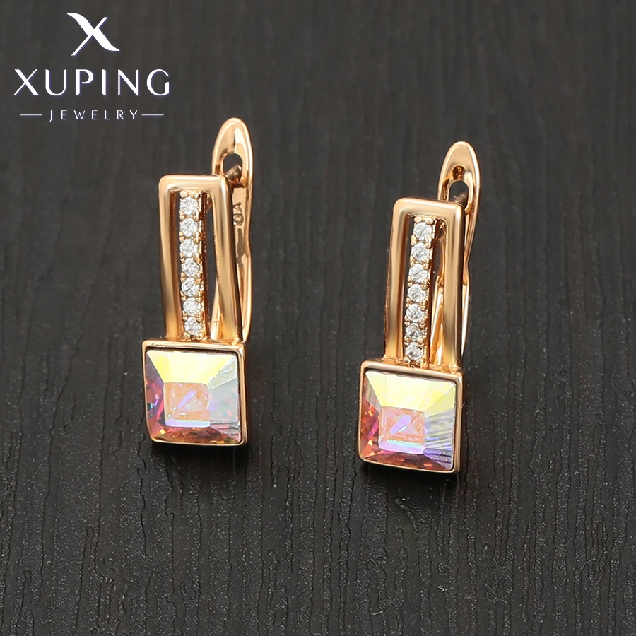 Xuping Schmuck Mode Neue Ankunft Quadratische Kristalle Ohrringe für Frauen Muttertag Geschenk A 00345230