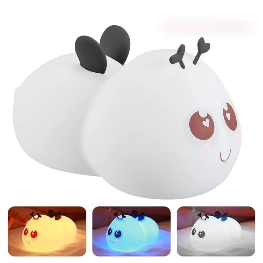 Bees Night Light para niños y niñas, luz nocturna recargable por USB, lámpara portátil para guardería, luces que cambian de Color para dormitorio