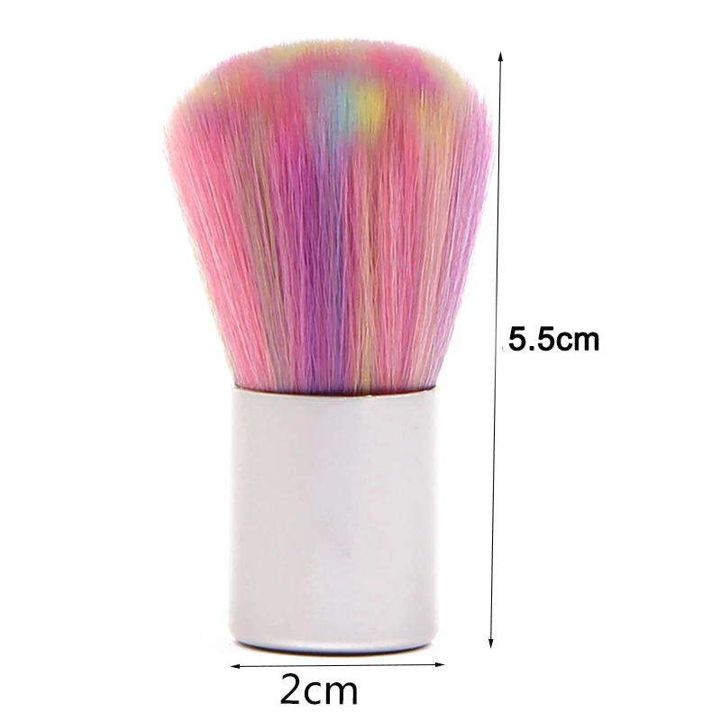 1 Pcs Regenbogen Bunte Nagel Staub Reinigen Pinsel Nail art Maniküre Weiche Entfernen Staub Reinigen Pinsel Geistige Griff Nagel Pflege werkzeuge Kits