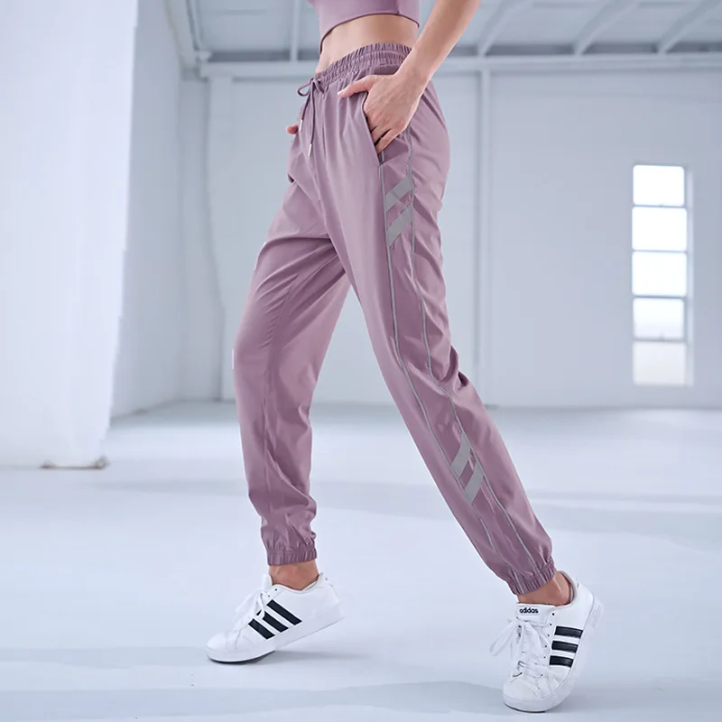 High Waist Drawstring Running Sport Joggers Women Loose Causal Sweatpant Quick Dry Athletic Gym Fitness Pants with Side Pockets