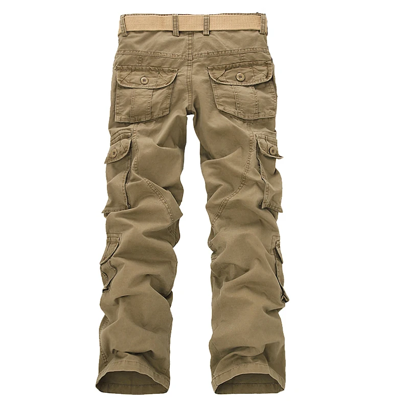 Calças militares masculinas com bolsos múltiplos, calças de algodão largas, casual masculina geral, calças táticas do exército, NoBelts Tamanho 44, 46