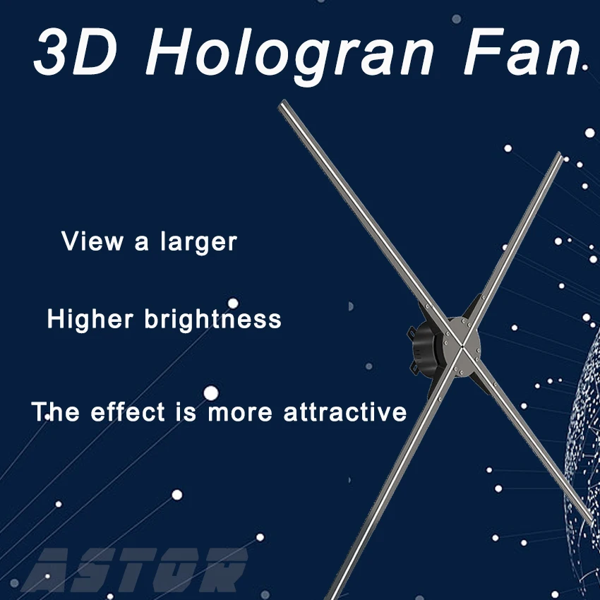 

100cm large size 3D hologram display LED Fan advertising light wifi APP control holographic advertising light custom hologram