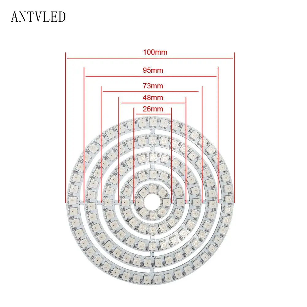 Panel de luz LED Digital Flexible, luz direccionable individualmente, WS2812B, RGB, 8x8, 8x32, 16x16, anillo de píxeles ws2812, DC5V