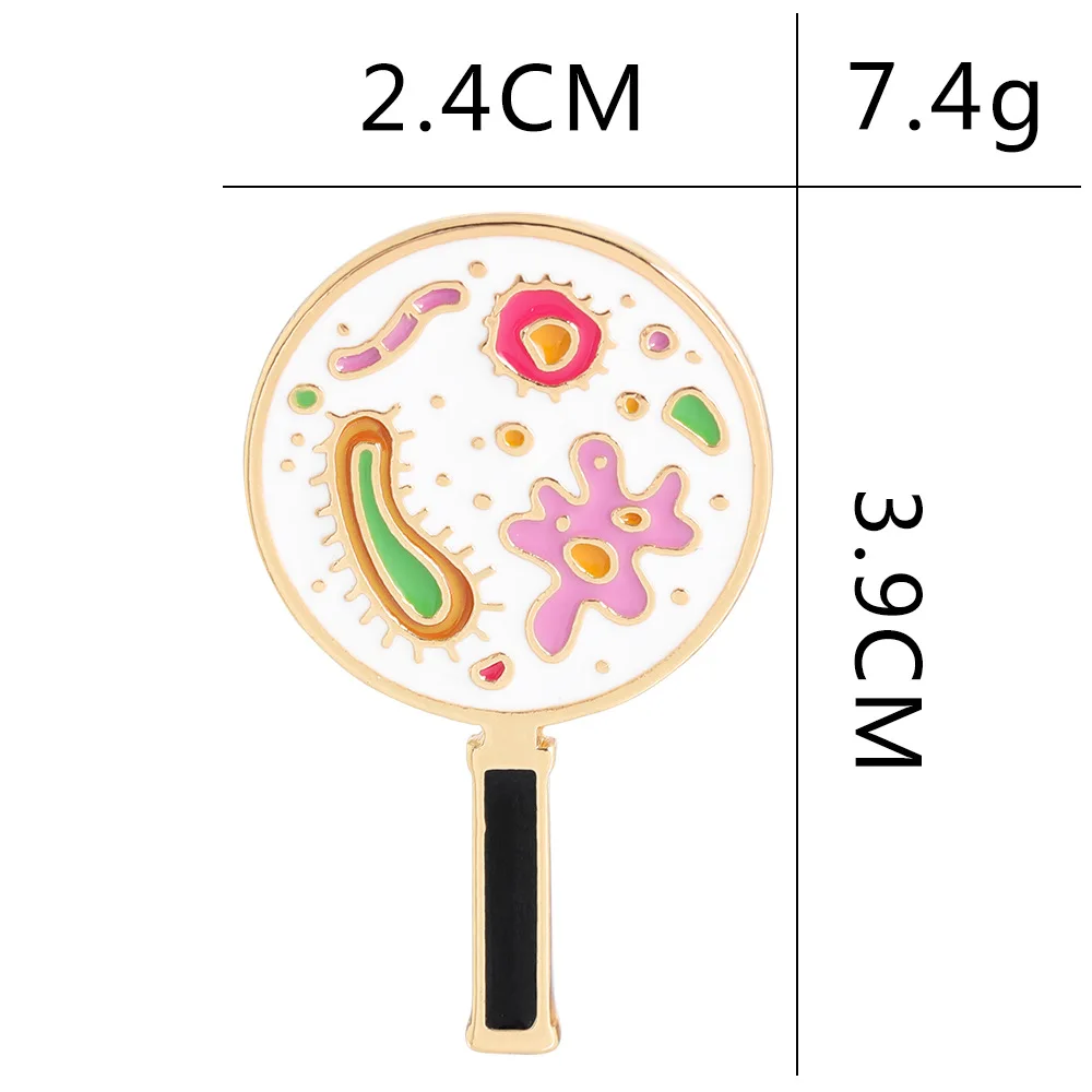 Cartoon Cute Plankton Badge Creative Magnifier Pink Microbe Enamel Brooch Trendy Medical Student Lapel Backpack Jewelry Gift