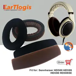 EarTlogis-벨벳 이어머프 커버 쿠션 교체 부품, 젠하이저 HD569 HD598 HD598SE HD599 용, 범퍼 헤드 밴드