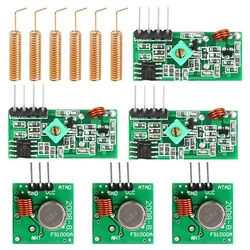 Conjunto de 3 433 mhz transmissor de rádio e receptor módulo + 433 mhz antena espiral mola controle remoto