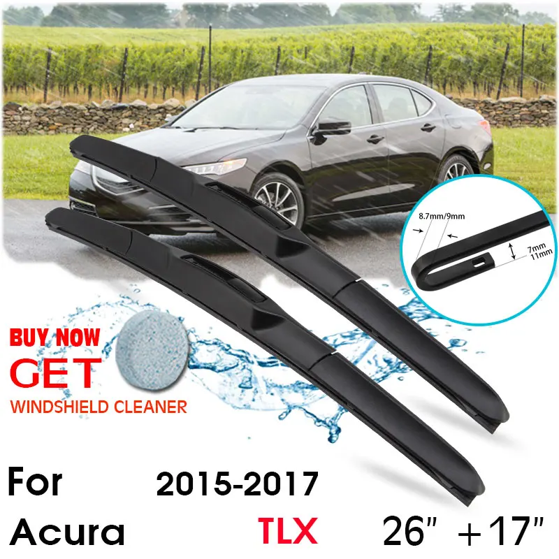 

Car Wiper Blade Front Window Windshield Rubber Silicon Refill Wipers For Acura TLX 2015-2017 LHD / RHD 26"+17" Car Accessories