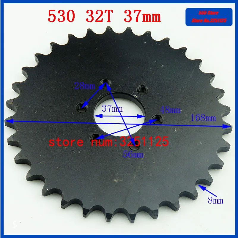 

ATV 530 37mm 32T Sprocket Fit for China 150CC 200CC 250CC 530'' Chain Drive UTV Go Kart Buggy Quad Bike Scooter Motorcycle