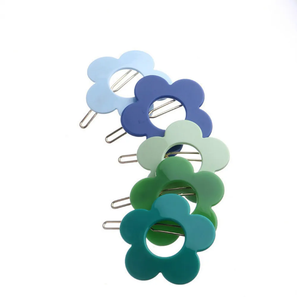 14 Colors Acrylic Flower Shaped Hair Clips Women Hairpin Candy Color Hairgrips Hair Accessories For Kids Girls