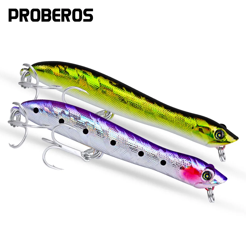 PROBEROS Popper Fishing Lures 9 Colors Bass Baits 0.21oz-6g Top Quality Lures 8.35cm Fishing Tackle 8# BKB hook Lure