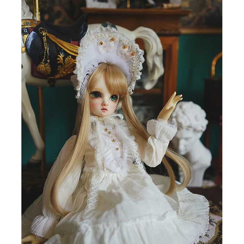 1/3 1/4 bjd doll dress suit white vintage dress + hat + socks for 1/6 1/4 1/3 BJD doll accessories a suit dress BJD clothes