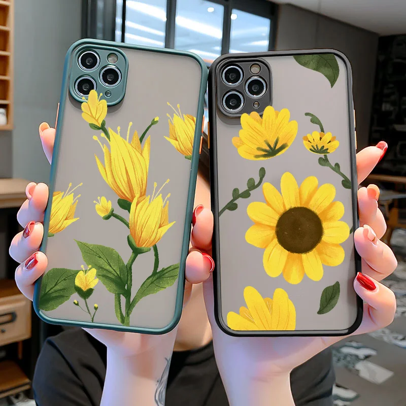 Flower Sunflower Chrysanthemum Phone Case For iPhone 16 15 12 11 13 14 Pro Max XS XR X 15 14 7 8 Plus SE2 Shockproof Back Cover