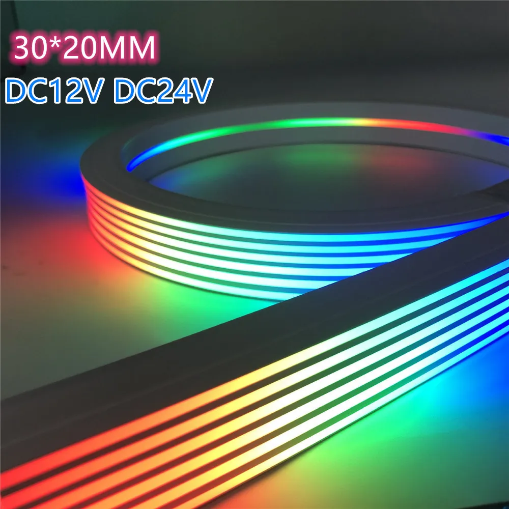 10m/lot 30*20mm Led Neon Strip light WS2811 Individually Addressable Smart RGB DC12V DC24V Neon Led pixel strips Waterproof IP67