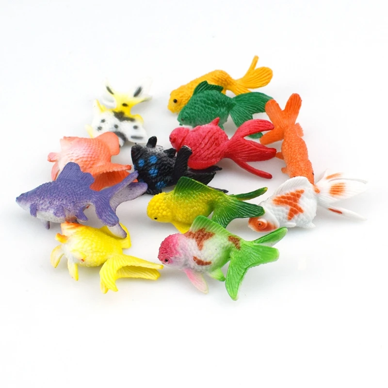 12 Pcs/Set Soft PVC Goldfishes Models Epoxy Filling Material Crystal Ocean Resin 3D Mini Fish Modeling Filler