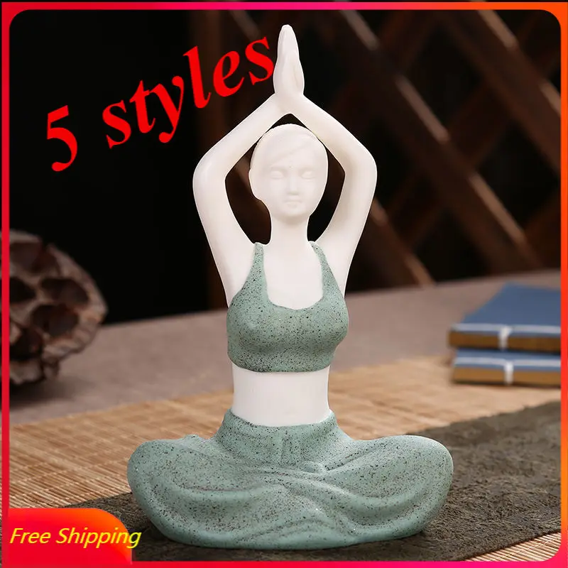 

White Porcelain Yoga Ladies Home Decor Tea Pets Tea Set Ceramic Characters Desktop Craft Jewelry Zen Decor Yoga Figurine Buda