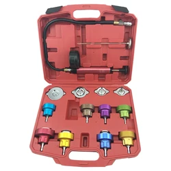 14Pcs Car Leak Detector tool Auto Cooling System Coolant Vacuum Purge full set Universal Automotive Radiator Pressure Tester Kit