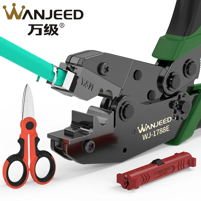 WANJEED RJ45 Crimper CAT6A CAT7 RJ45 Connector Crimper 8P8C SFTP CAT6A/CAT7/CAT8 Network Lan Cable Crimper