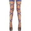 7 Colors Women Sexy Crystal Thigh High Stockings Hollow Out Solid Rhinestone Cross Strap Socks Fishnet Wraps Strappy Club Tights