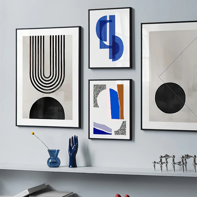 

Modern Abstract Geometric Wall Art Canvas Painting Round Square Lines Poster Print Pictures Scandinavian Style Living Room Decor