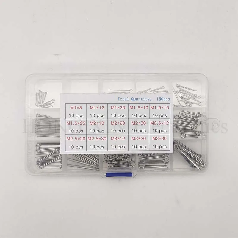 240pcs/Set 15 Size Split Cotter Pin Hitch Pins Clip Key Fastner Assortment Kit M1 M1.5 M2 M2.5 M3