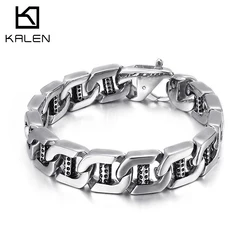 Kalen Punk Style Mechanical Chain 15mm Wide Men's Stainless Steel Bracelet Thick Vintage Jewelry Cuban Chain Accessories Gift