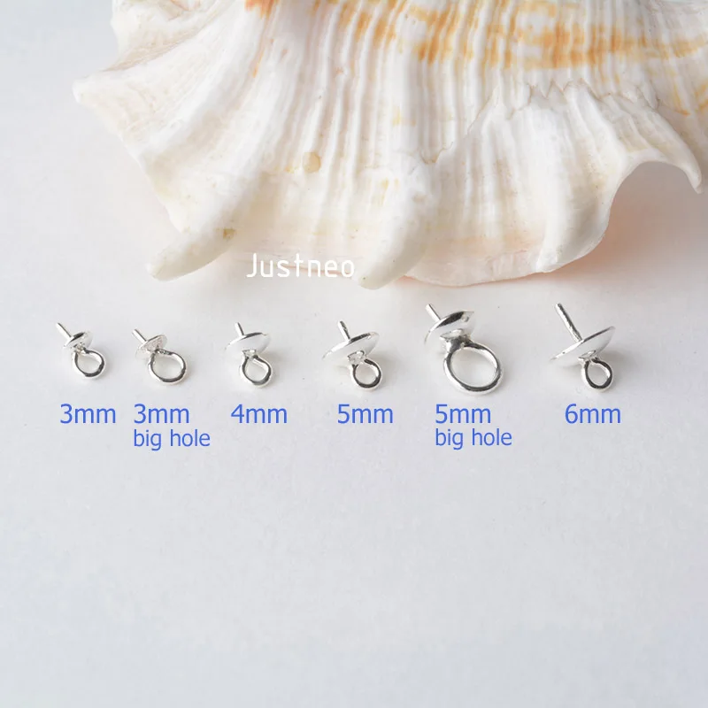 Silver Eye Pin Pearl Cup Pendant Charm Connector Bail, 925 Sterling Silver eye pin pendant peg bails for Jewelry Making