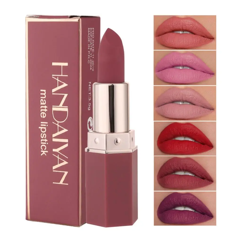 80% Hot Sale HANDAIYAn Matte Long Lasting Non Sticky Waterproof Lipstick Lip Gloss Cosmetic