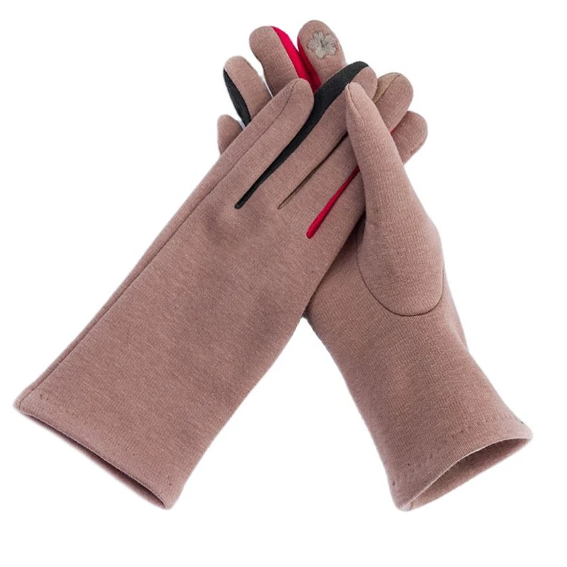 

Autumn Winter Women Cotton Touch Screen Keep Warm Gloves Thin Fleece Solid Simple Soft Elegant Drive Cycling Mittens