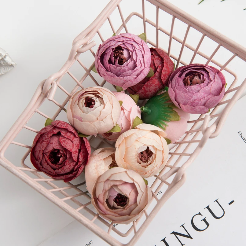 50/100 Stück Künstliche Blumen Seiden-Teerosen Knospen DIY Geschenke Süßigkeitenbox Weihnachtsdekoration für Zuhause Garten Hochzeitszubehör – Detail 2