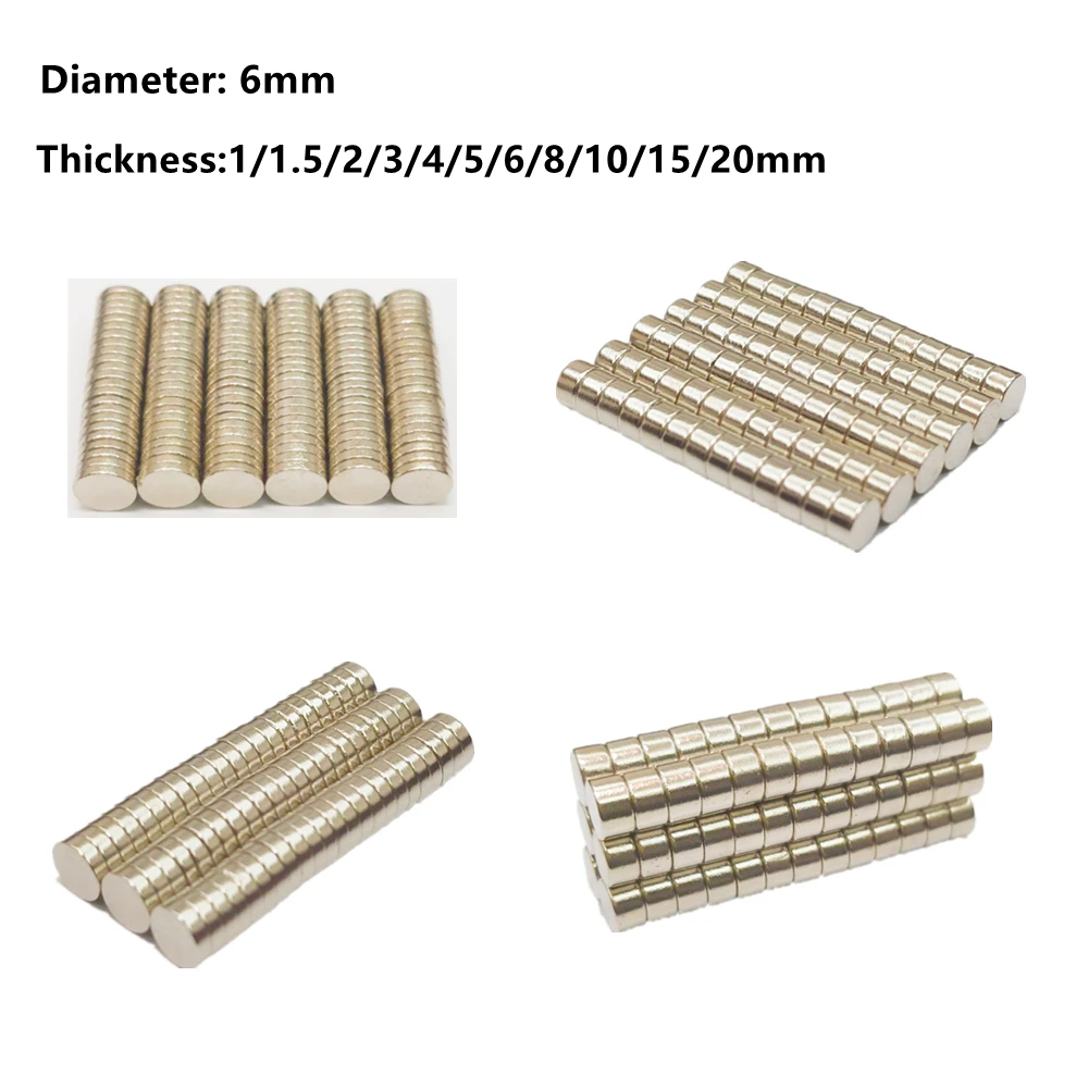 Magneti al neodimio rotondi diametro 10mm 6mm 1/1//2/3/4/5/6/8/10/15/20mm magnete permanente N35